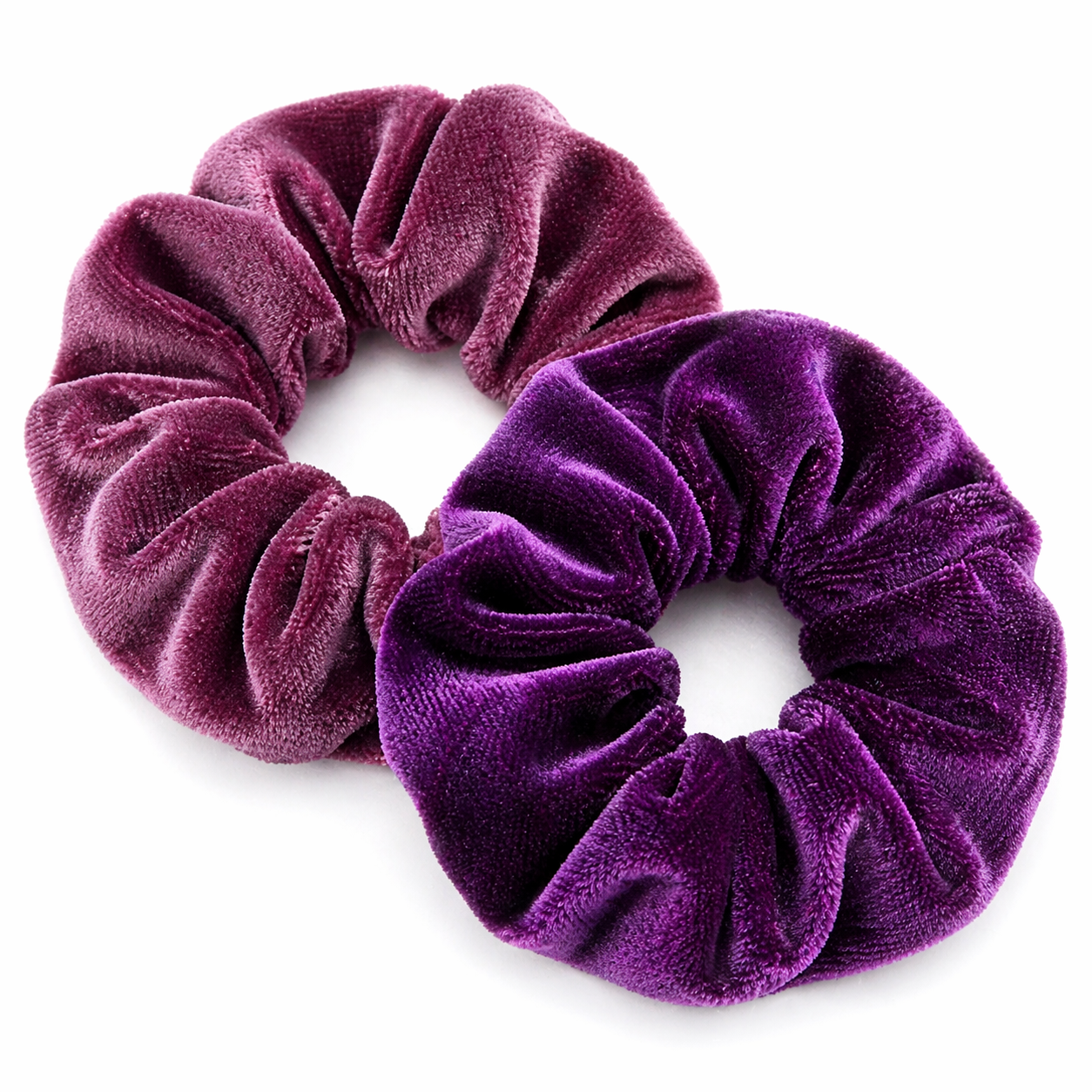 Amethyst 2-piece velvet scrunchie set in mauve and purple