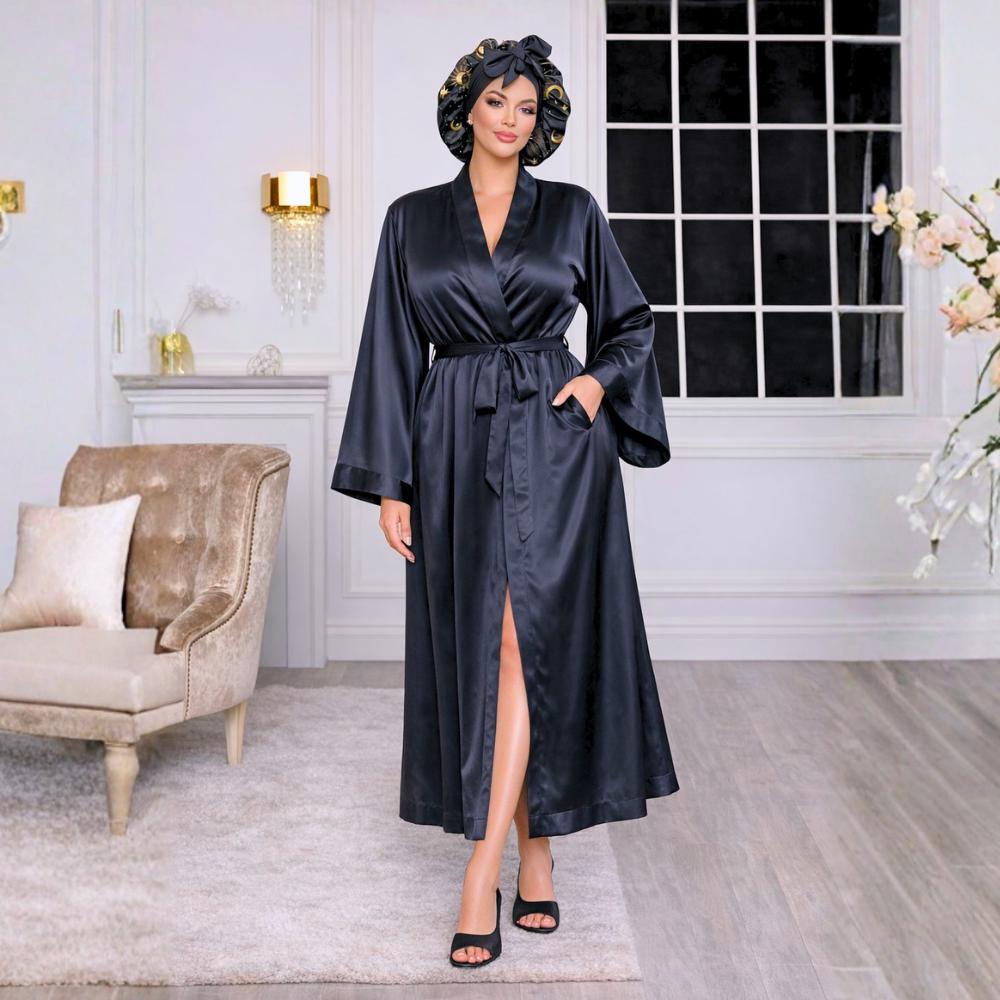 Plus Size Satin Kimono Robe, 4 Piece Gift Set - PHC