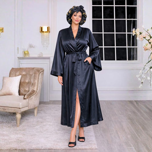 Plus Size Satin Kimono Robe, 4 Piece Gift Set - PHC