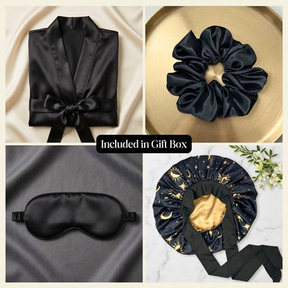 Plus Size Satin Kimono Robe, 4 Piece Gift Set - PHC