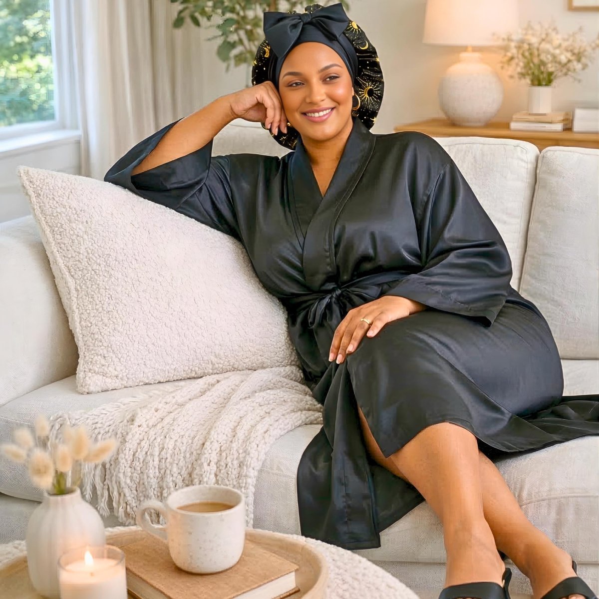 Plus Size Satin Kimono Robe, 4 Piece Gift Set - PHC