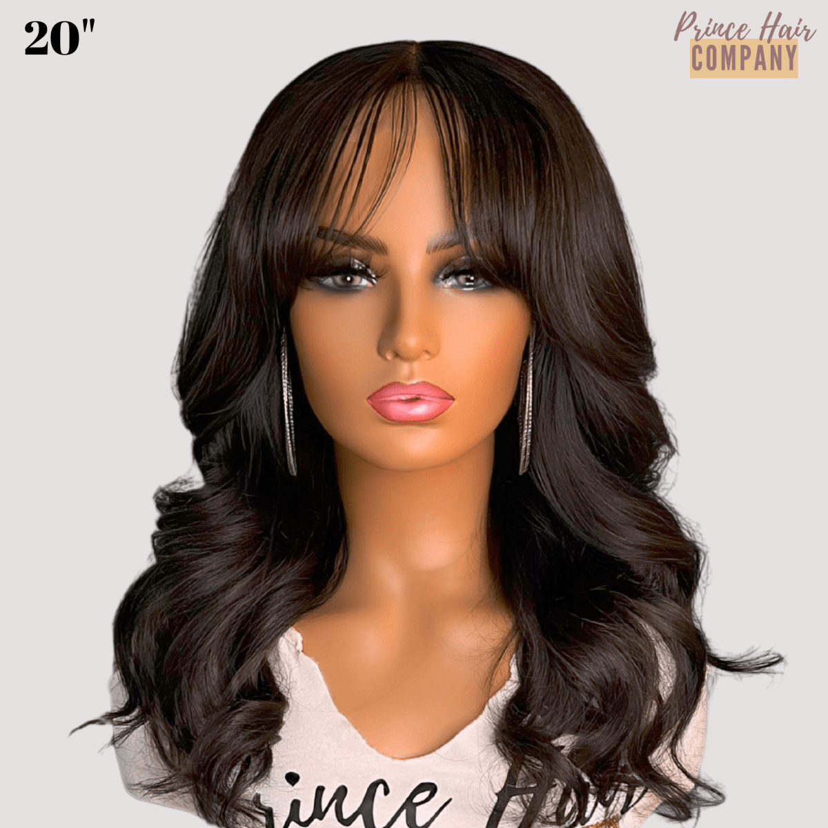 Pre - styled 4X4 Glueless Brazilian Closure Wig Layered with Bangs 20" - PHC