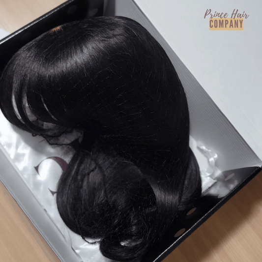 Pre-styled glueless Brazilian bang wig, 20 inch, virgin human hair — alternate product image 2 of 3