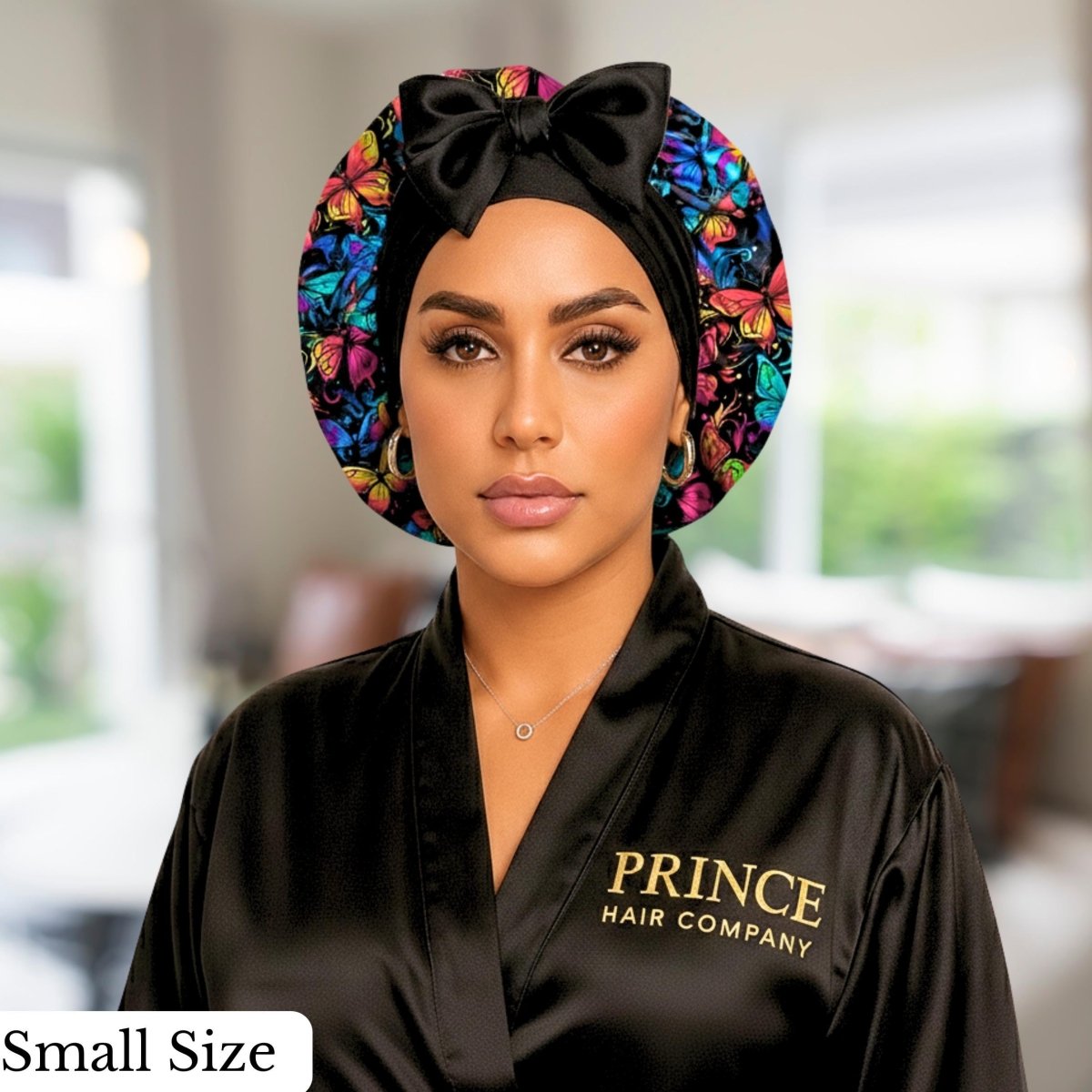 Graffiti Butterfly Print Satin-Lined Reversible Hair Bonnet | Adjustable Stretch Ties