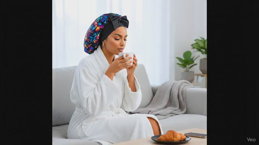 Gift Wrapped Silk Satin Sleep Bonnet Set | Graffiti Butterfly Print