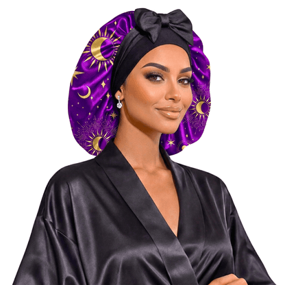 Purple Celestial Reversible Silk Infused Satin Bonnet - PHC