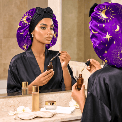 Purple Celestial Reversible Silk Infused Satin Bonnet - PHC