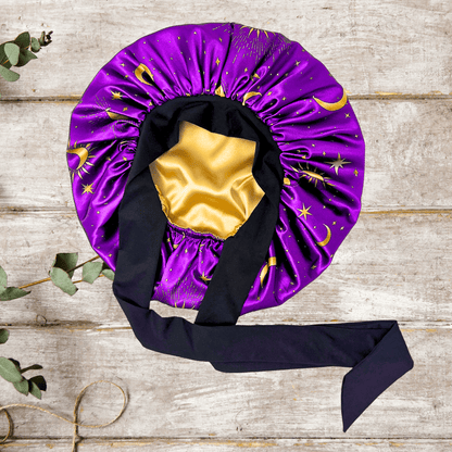 Purple Celestial Reversible Silk Infused Satin Bonnet - PHC