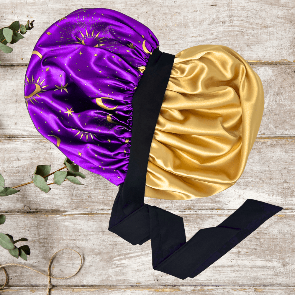 Purple Celestial Reversible Silk Infused Satin Bonnet - PHC
