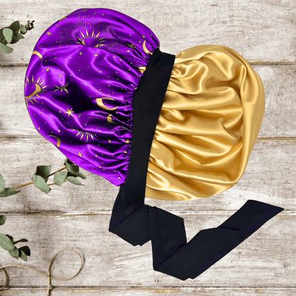 Purple Celestial Reversible Silk Infused Satin Bonnet - PHC