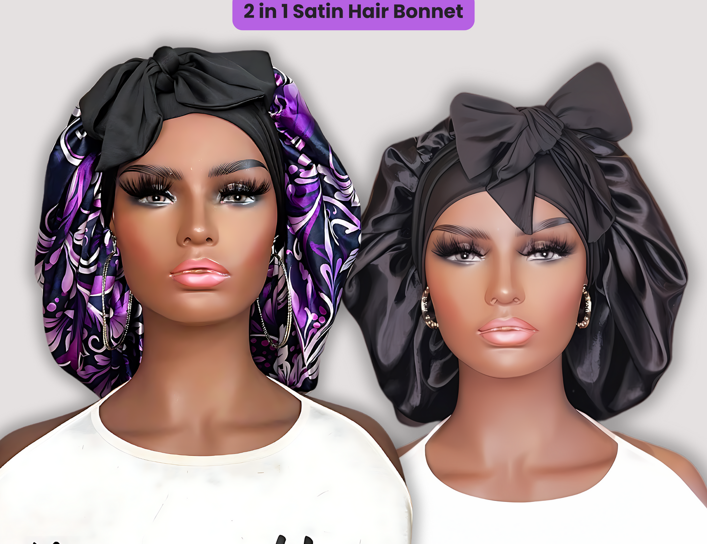 The ORIGINAL Stretch Tie Satin Hair Bonnet by PHC