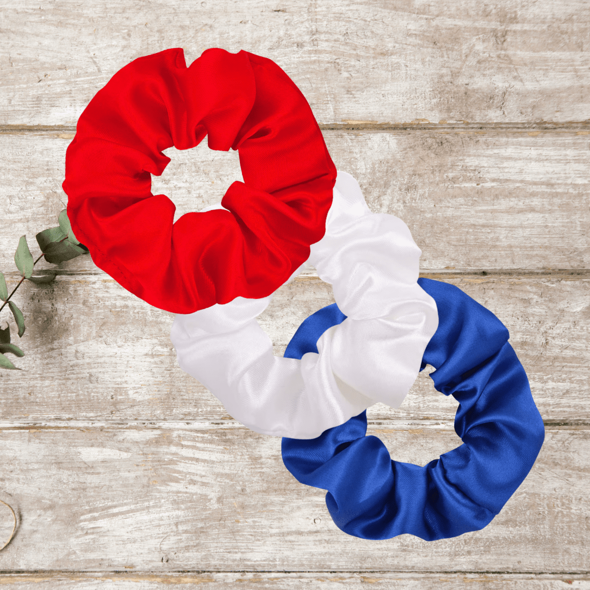 Red White & Blue Satin Scrunchie Set – Patriotic Hair Accessories for Women & Girls | 4th of July Hair Ties | USA Pride Hair Scrunchies | Handmade Gift - PHC