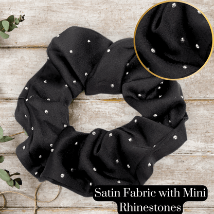 Rhinestone Satin Scrunchie – Sparkly Hair Tie for Ponytails & Buns | Formal Hair Accessory | Glam Scrunchie for Women and Girls - PHC