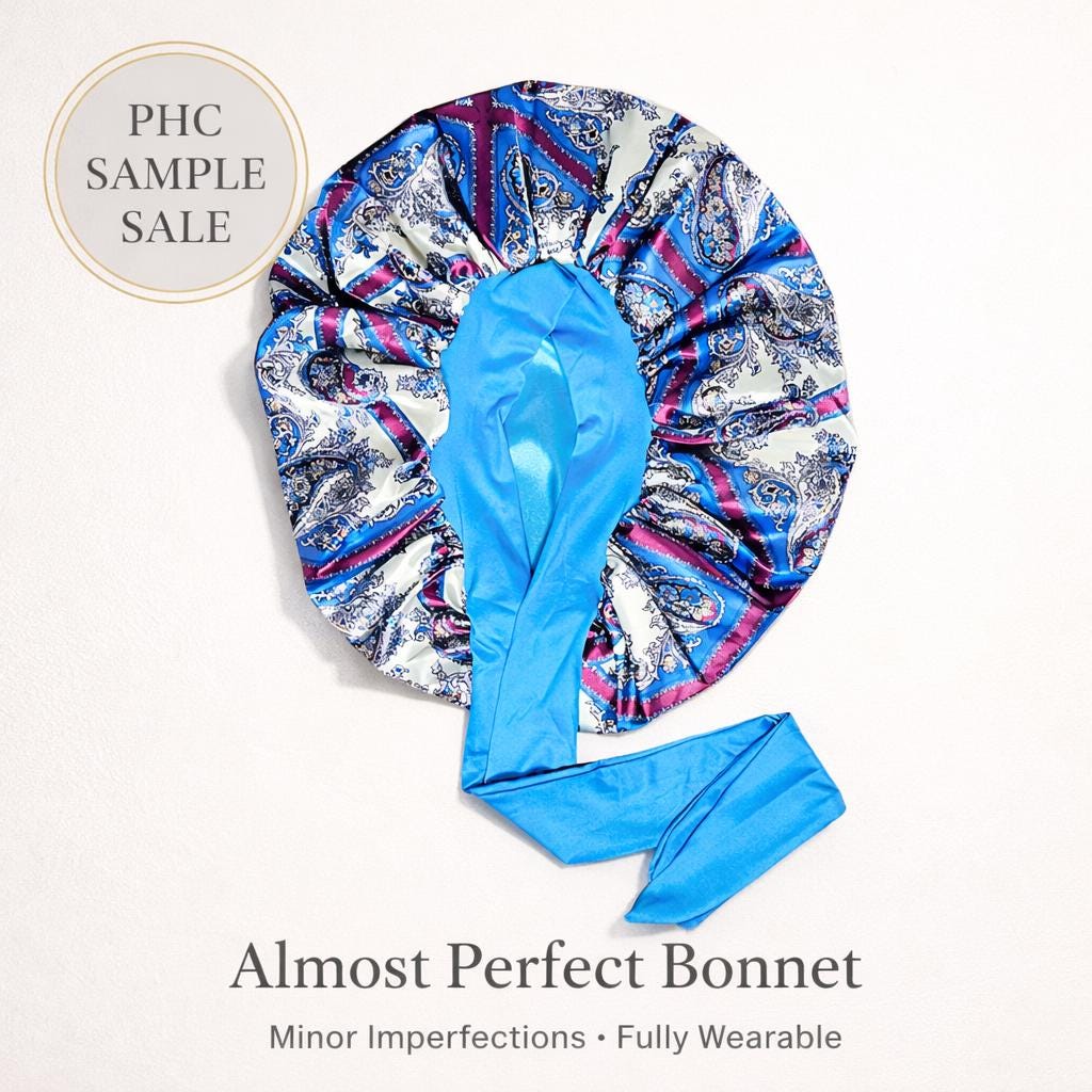 discount hair bonnet, sale bonnets, almost perfect designDiscounted Stretch Tie Satin Sleep Bonnet for Women & Men | Almost Perfect Sale Collection