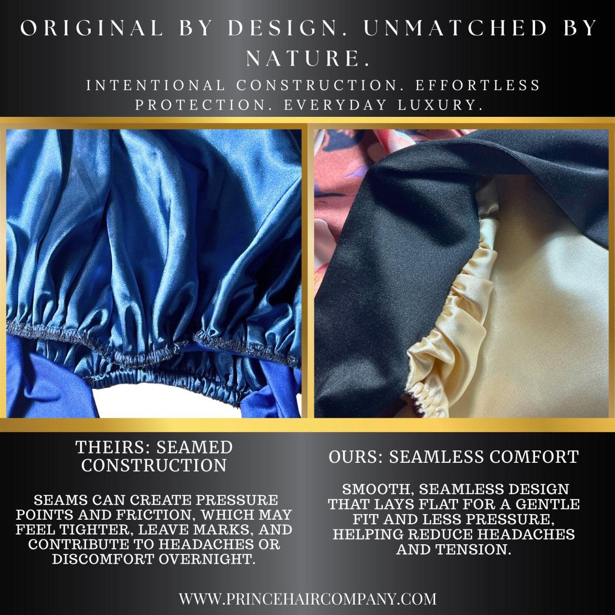 Satin Bonnet with Adjustable Stretch Ties, Reversible Celestial Sun & Moon, Sleep Cap for All Hair Types - PHC