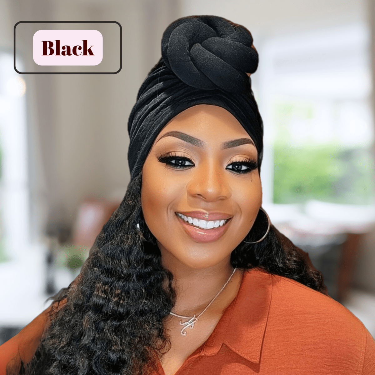 Satin - Lined Pre - Tied Turban with Top Knot Design – Stylish and Protective Headwear in Multiple Colors - PHC