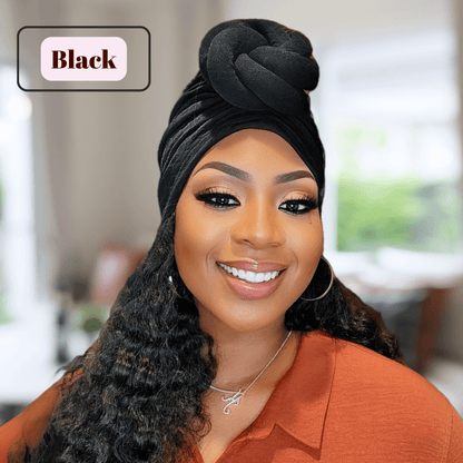 Satin - Lined Pre - Tied Turban with Top Knot Design – Stylish and Protective Headwear in Multiple Colors - PHC