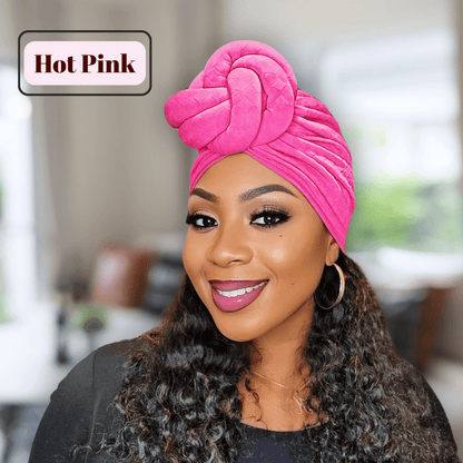 Satin - Lined Pre - Tied Turban with Top Knot Design – Stylish and Protective Headwear in Multiple Colors - PHC