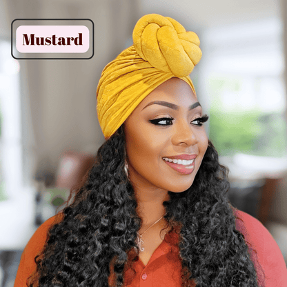 Satin - Lined Pre - Tied Turban with Top Knot Design – Stylish and Protective Headwear in Multiple Colors - PHC