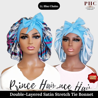 Satin - Lined Stretch Tie Bonnet: All Hair Types - PHC