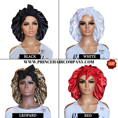Satin - Lined Stretch Tie Bonnet: All Hair Types - PHC