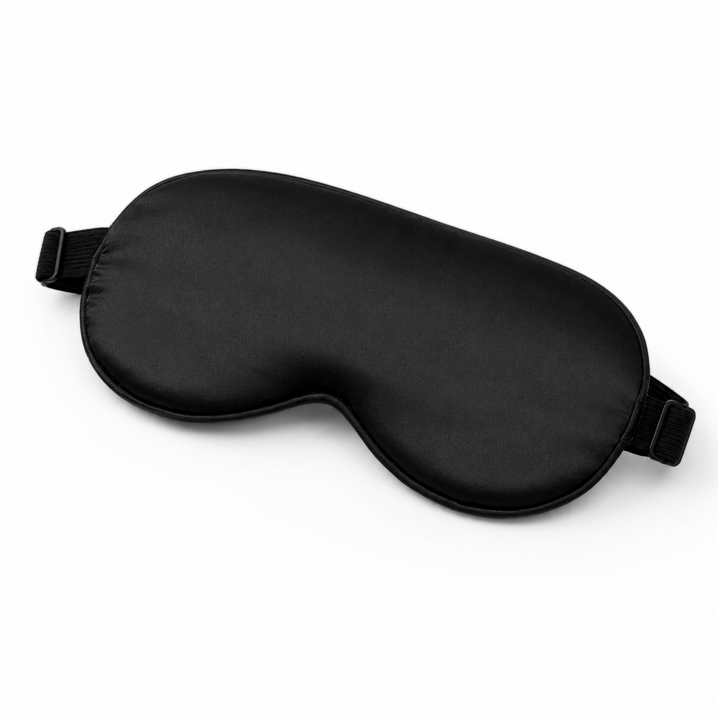 Black satin sleep mask with adjustable elastic strap