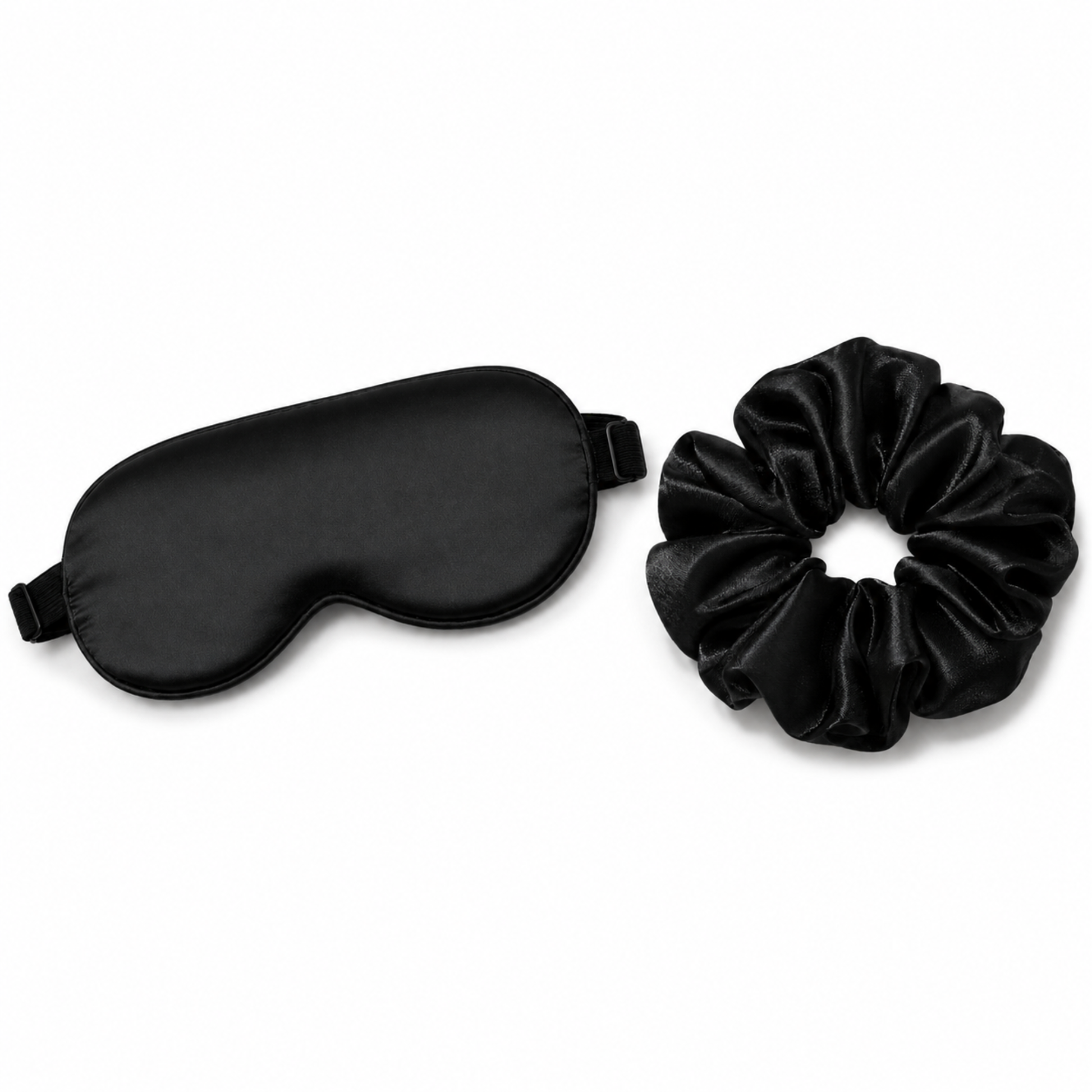 Satin sleep set add-on eye mask and oversized scrunchie shown together