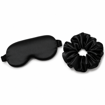 Satin sleep set add-on eye mask and oversized scrunchie shown together