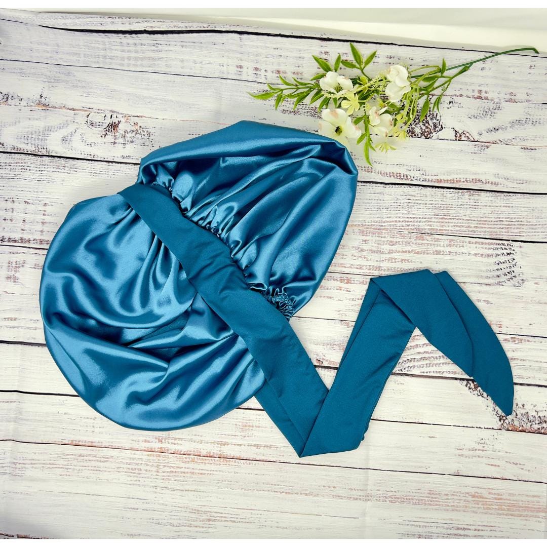 Stretch Tie Charmeuse Satin Bonnet for Sleeping, Overnight Hair Protection, Non - Slip, Reversible Sleep Cap for Natural Hair, Braids & Curls - PHC
