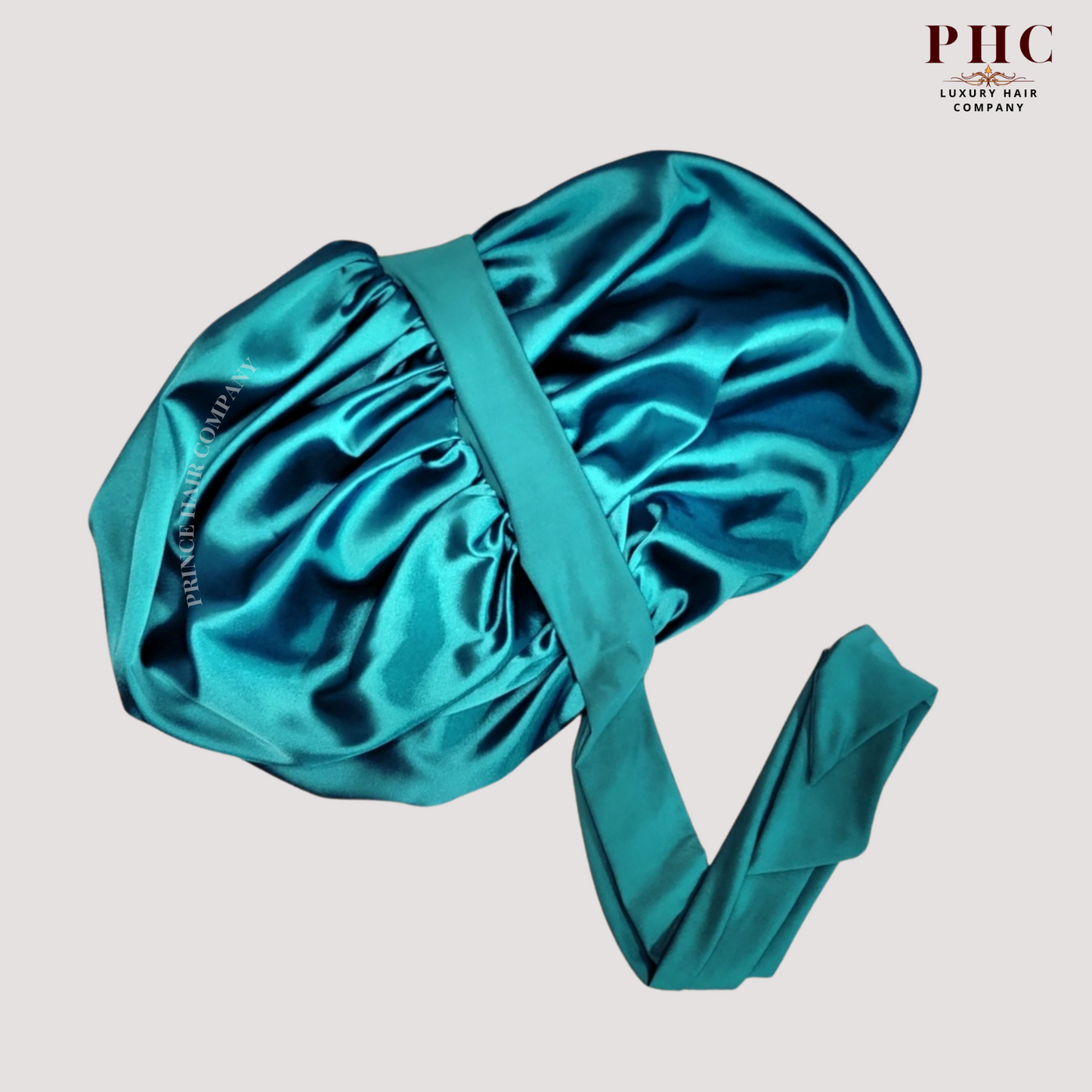 Satin-Lined Stretch Tie Satin Bonnet - Teal Green