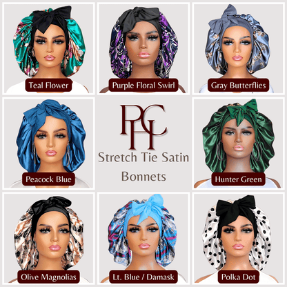The ORIGINAL Stretch Tie Satin Hair Bonnet by PHC - PHC
