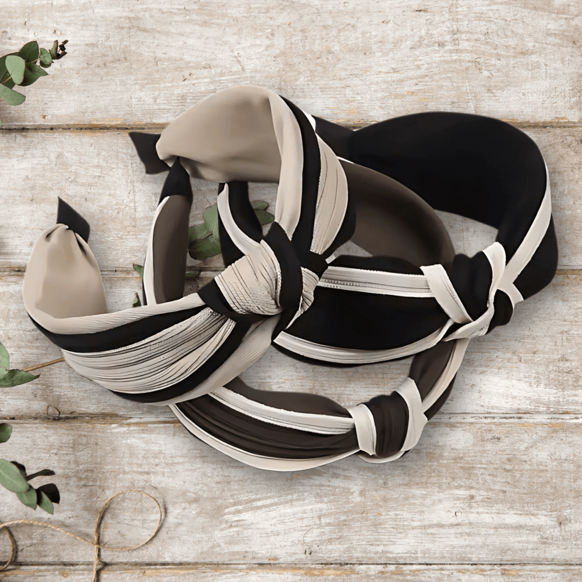 Two - Tone Cable Knit Twisted Knot Headband - PHC