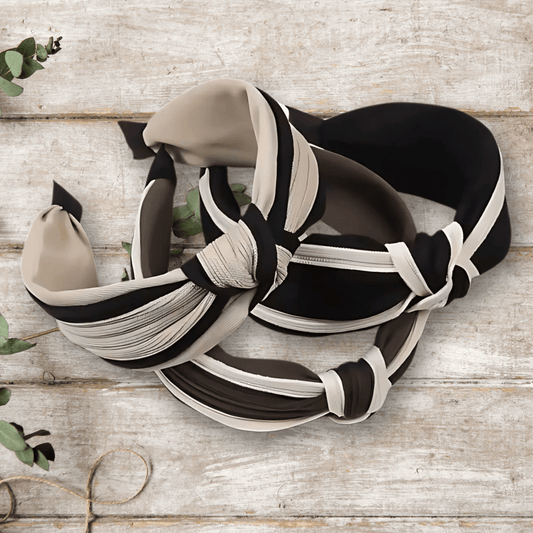Two - Tone Cable Knit Twisted Knot Headband - PHC