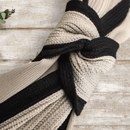 Two - Tone Cable Knit Twisted Knot Headband - PHC