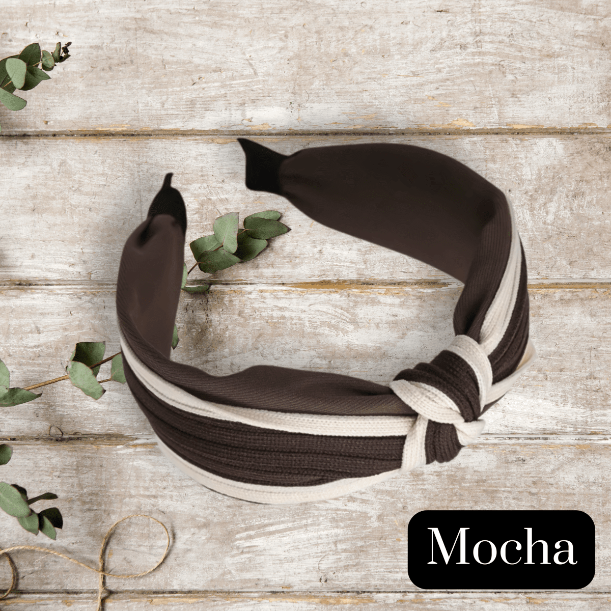 Two - Tone Cable Knit Twisted Knot Headband - PHC