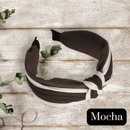 Two - Tone Cable Knit Twisted Knot Headband - PHC