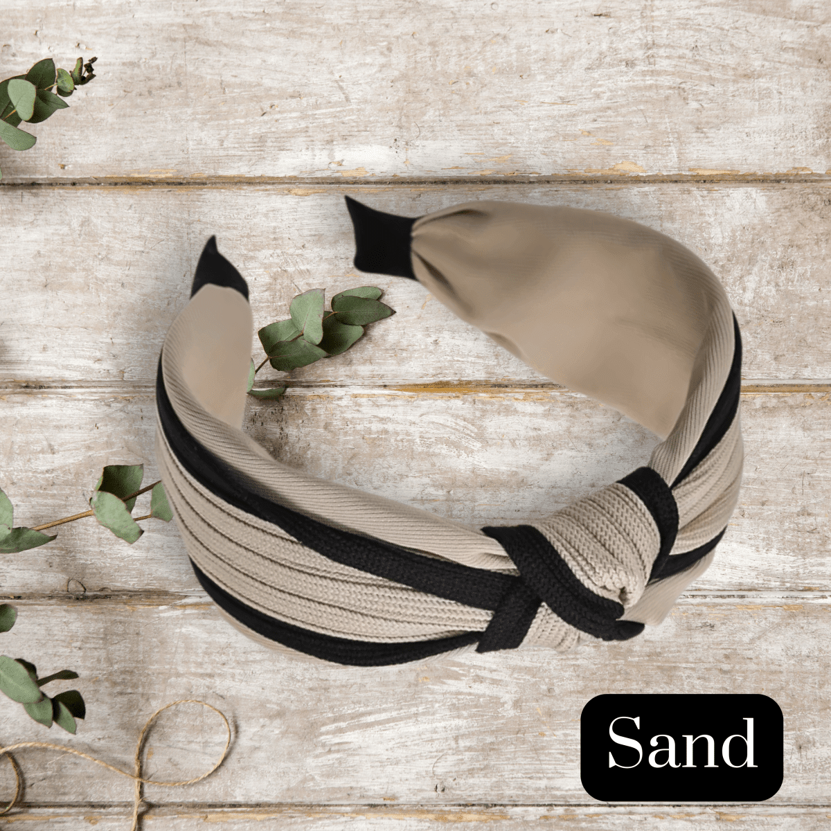 Two - Tone Cable Knit Twisted Knot Headband - PHC