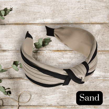 Two - Tone Cable Knit Twisted Knot Headband - PHC