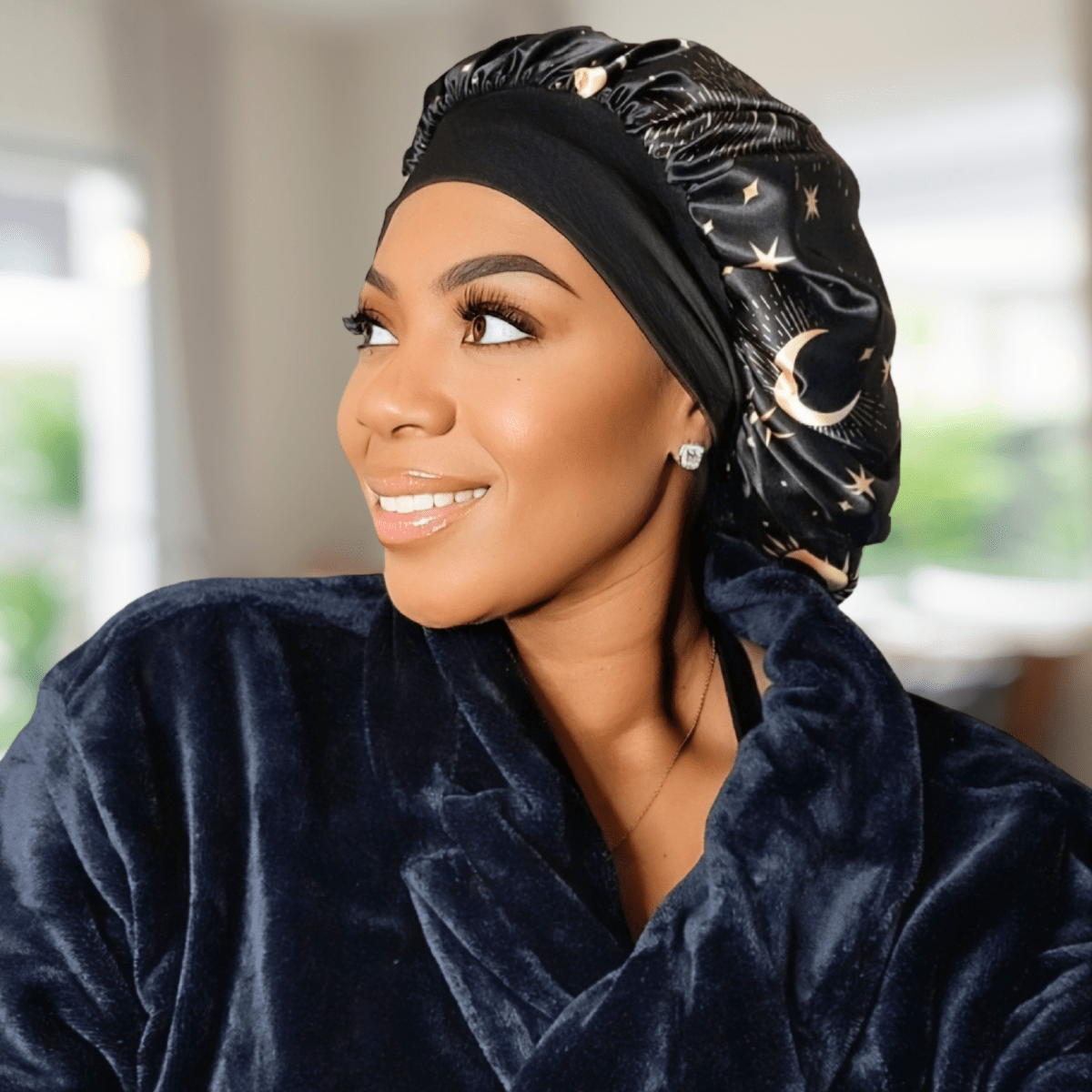 Unisex Charmeuse Satin Silk Bonnet – Tie - Free Sleep Cap with Adjustable Wide Band | Hair Protection Bonnet for Men & Women, Natural Hair, Braids, Locs - PHC