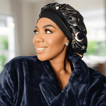 Unisex Charmeuse Satin Silk Bonnet – Tie - Free Sleep Cap with Adjustable Wide Band | Hair Protection Bonnet for Men & Women, Natural Hair, Braids, Locs - PHC