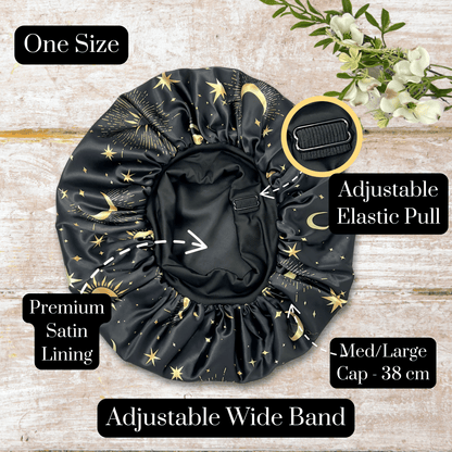 Unisex Charmeuse Satin Silk Bonnet – Tie - Free Sleep Cap with Adjustable Wide Band | Hair Protection Bonnet for Men & Women, Natural Hair, Braids, Locs - PHC