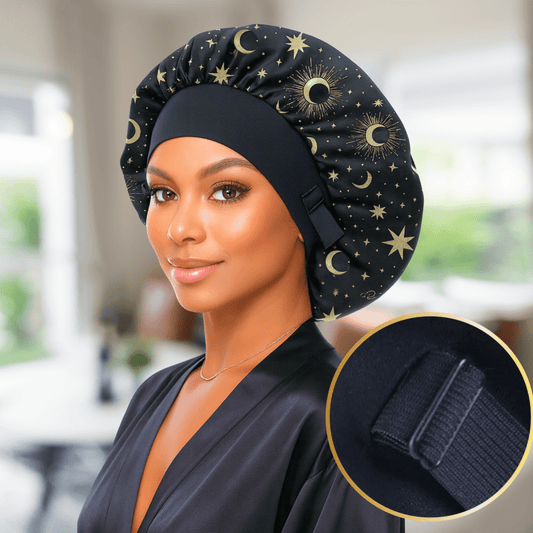 Unisex Charmeuse Satin Silk Bonnet – Tie - Free Sleep Cap with Adjustable Wide Band | Hair Protection Bonnet for Men & Women, Natural Hair, Braids, Locs - PHC