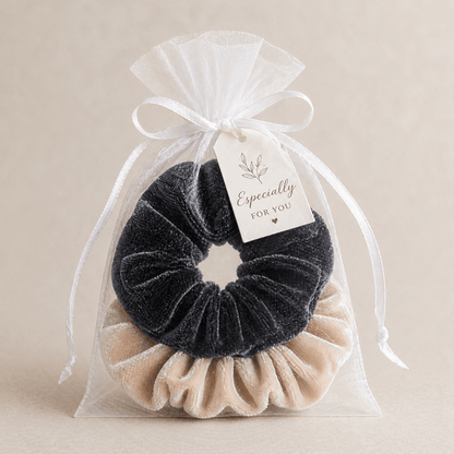 Velvet Hair Scrunchie Set of 2, Midnight Latte Set - PHC