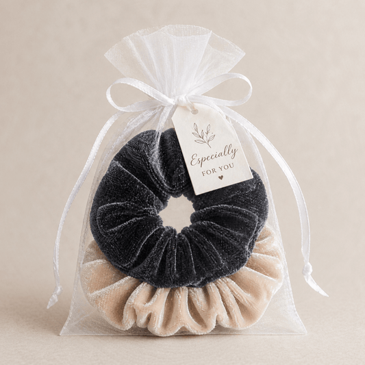 Velvet Hair Scrunchie Set of 2, Midnight Latte Set - PHC