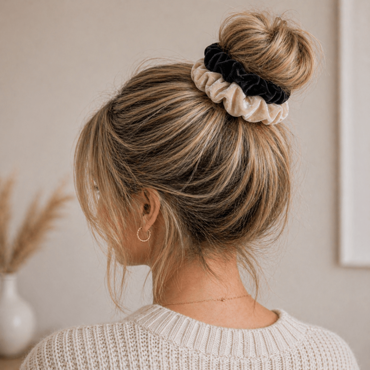 Velvet Hair Scrunchie Set of 2, Midnight Latte Set - PHC