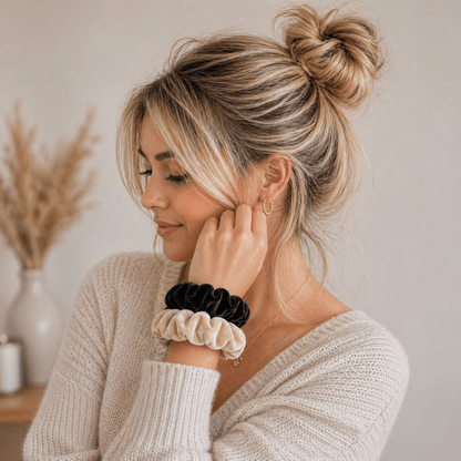 Velvet Hair Scrunchie Set of 2, Midnight Latte Set - PHC
