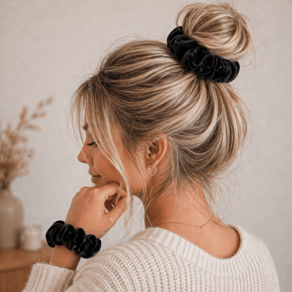 Velvet Hair Scrunchie Set of 2, Midnight Latte Set - PHC