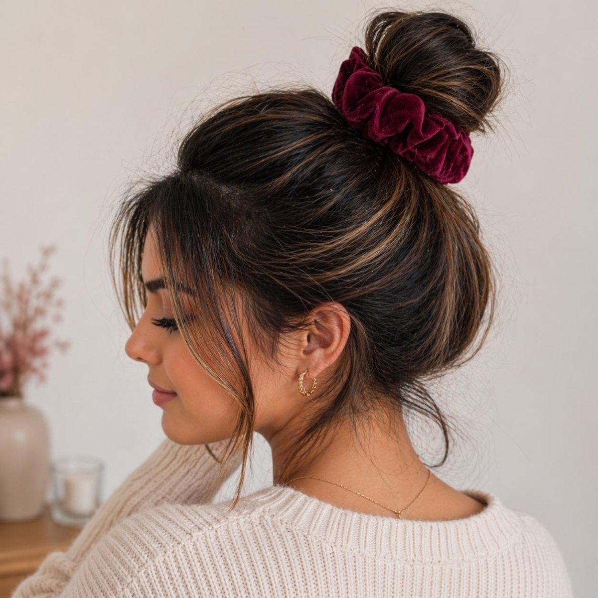 Velvet Hair Scrunchie Set of 2, Midnight Sangria - PHC