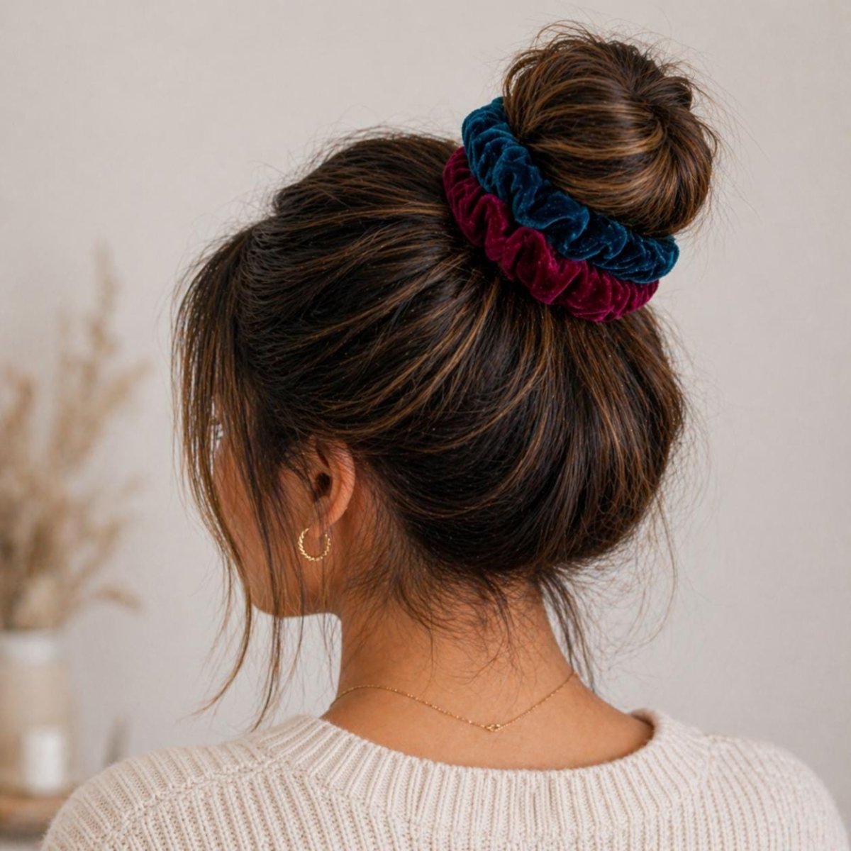 Velvet Hair Scrunchie Set of 2, Midnight Sangria - PHC