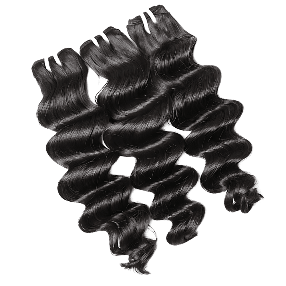 Virgin Brazilian loose deep wave human hair bundles in natural black